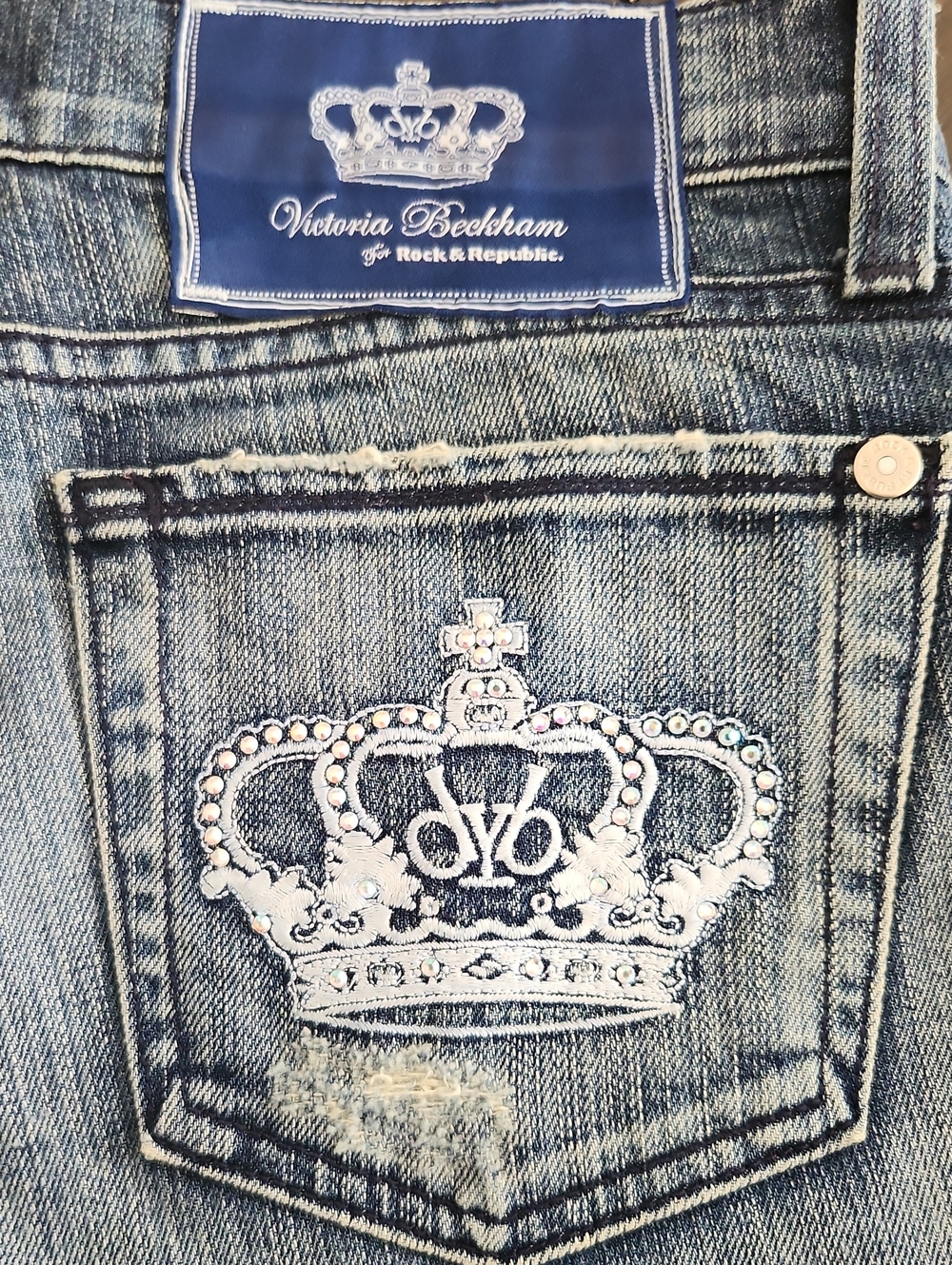 Victoria Beckham Rock & Republic Denim Jeans with Swarovski Crystals 💎